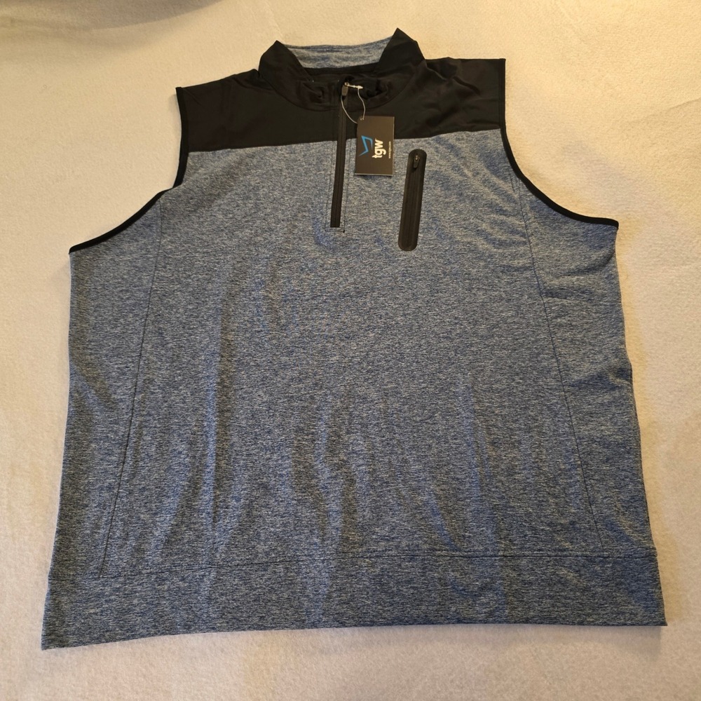 TGW Tour Vest Mens XL Navy Heather Black Quarter Zip Golf Performance 07JI000